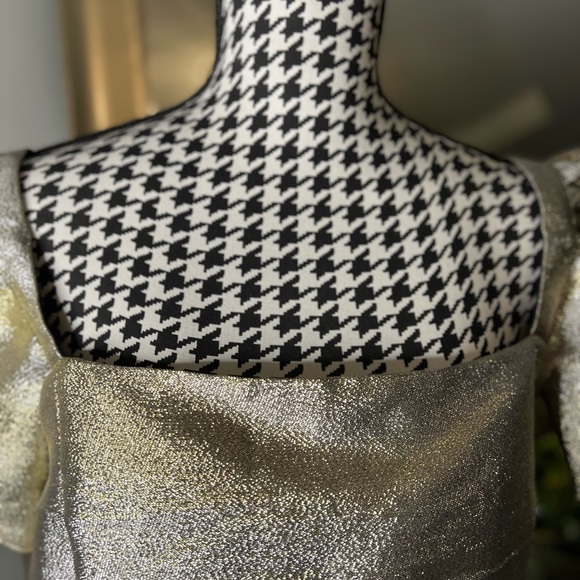 Cache iridescent ruffled sleeve peplum corset crop top - Picture 3 of 12